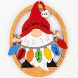 Personalized Gnome Christmas Ornament - Wood, Laser Cut, Hand Painted - thumbnail 3