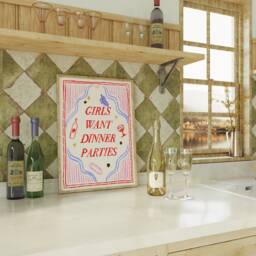 Girls Want Dinner Parties Art Print, Retro Kitchen Bar Cart Decor - thumbnail 3