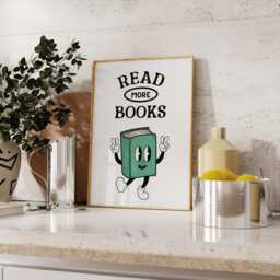Read More Books Print - Book Wall Art Reading Poster Retro Lover Gift Classroom Decor Trendy Retro Print - thumbnail 3