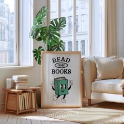 Read More Books Print - Book Wall Art Reading Poster Retro Lover Gift Classroom Decor Trendy Retro Print - thumbnail 1