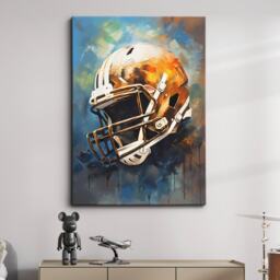 Football Helmet Retro Vintage Oil Painting Style Wall Art Framed Canvas Poster Print Home/Office Room Decor Teenager Athlete Gift - thumbnail 1
