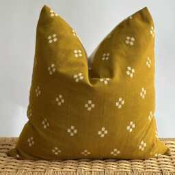 Vintage Hmong Hemp Pillow Block Print Lumbar Throw Pillow - thumbnail 3