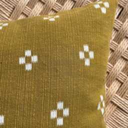 Vintage Hmong Hemp Pillow Block Print Lumbar Throw Pillow - thumbnail 2