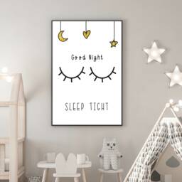 Good Night Sleep Tight Print, Eyelashes Kids Room Quote, Nursery Decor, Prints, Childrens Bedroom Wall Art 287 - thumbnail 1