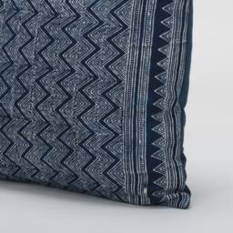 Hmong Indigo Batik Pillow Cover - 20x20 Tribal Cushion - thumbnail 3