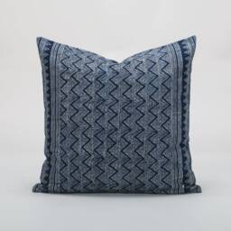 Hmong Indigo Batik Pillow Cover - 20x20 Tribal Cushion - thumbnail 1