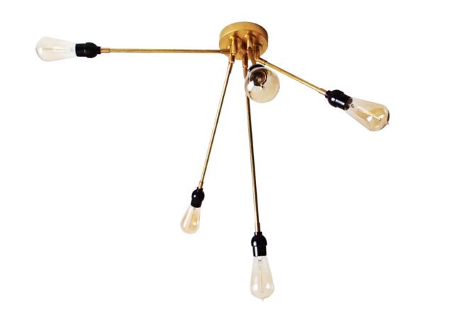 Articulating Flush Mount - Splintered 5 Arm Starburst Ceiling Light Contemporary Lighting Dining Room Hallway Modern Atomic - image 1