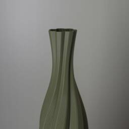 Spiral Vase Twist - Olive Green Lightweight 3D Printed For Pampas Grass Made From Recycled Bio-Plastic - thumbnail 3