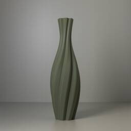 Spiral Vase Twist - Olive Green Lightweight 3D Printed For Pampas Grass Made From Recycled Bio-Plastic - thumbnail 1