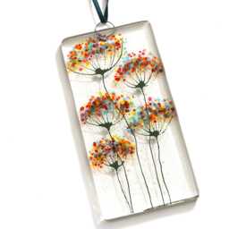 Rainbow Flowers Fused Glass Wall Art Colorful Sun Catcher Eh 1437 - thumbnail 1