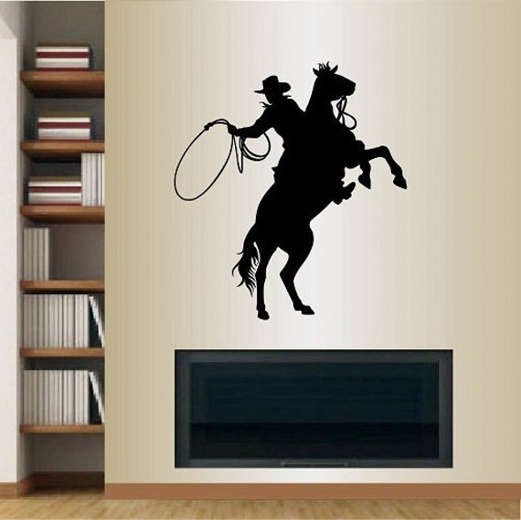 In-Style Decals Wall Vinyl Decal Home Decor Art Sticker Rodeo Cowboy On Horse Western Man Boy Silhouette Bedroom Living Room Mural Design195 - image 1
