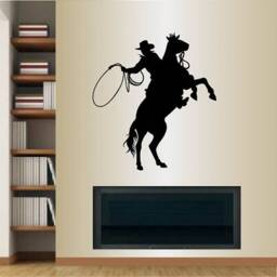 In-Style Decals Wall Vinyl Decal Home Decor Art Sticker Rodeo Cowboy On Horse Western Man Boy Silhouette Bedroom Living Room Mural Design195 - thumbnail 1