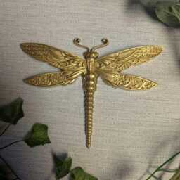 Gold Dragonfly Wall Hanging, Insect Art, Damselfly Decor, Unusual Gift, Bug Bug, Gallery Entomology Gift - thumbnail 4