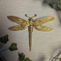 Gold Dragonfly Wall Hanging, Insect Art, Damselfly Decor, Unusual Gift, Bug Bug, Gallery Entomology Gift