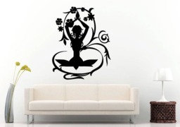 Yoga Girl Nature Tree Flowers Lotus Pose Mandala Henna Mehndi Namaste Om Meditation Wall Sticker Decal Vinyl Mural Decor Art L2223 - thumbnail 1