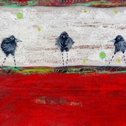 Hand-Painted Crow Art Floorcloth Waterproof Vintage Rug - thumbnail 2