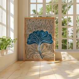 Blue Ginkgo Poster, Botanical Wall Art, Nature Paper Print - thumbnail 4