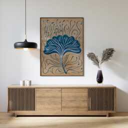 Blue Ginkgo Poster, Botanical Wall Art, Nature Paper Print - thumbnail 3