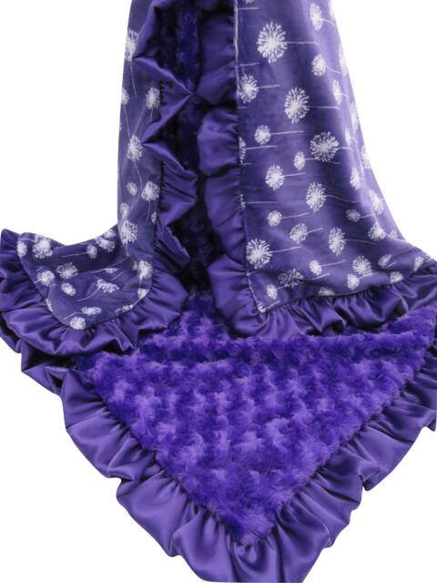 Purple Dandelion Rose Swirl Minky Baby Blanket, in Stock Ready To Ship 155 - image 1