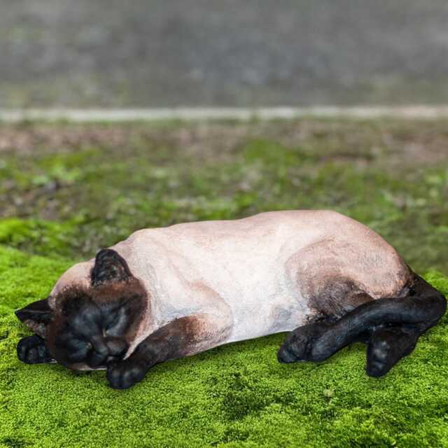 Concrete Siamese Cat Figurine Sleeping Kitty Sculpture Handmade Animal Statue Pet Memorial Decor Outdoor Kitten Ornament Lover Gift - image 1