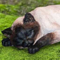 Concrete Siamese Cat Figurine Sleeping Kitty Sculpture Handmade Animal Statue Pet Memorial Decor Outdoor Kitten Ornament Lover Gift - thumbnail 2