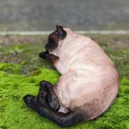 Concrete Siamese Cat Figurine Sleeping Kitty Sculpture Handmade Animal Statue Pet Memorial Decor Outdoor Kitten Ornament Lover Gift - thumbnail 3