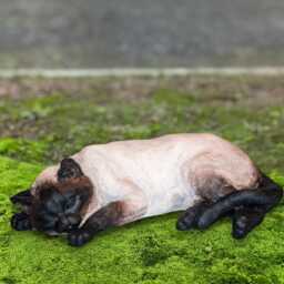 Concrete Siamese Cat Figurine Sleeping Kitty Sculpture Handmade Animal Statue Pet Memorial Decor Outdoor Kitten Ornament Lover Gift - thumbnail 1