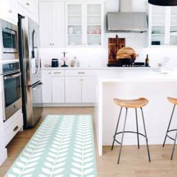 Vintage Leaves Kitchen Rug, Linoleum Vinyl Carpet, PVC Mat