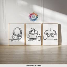 Minimalist Gaming Prints - Set Of 3 Gamer Posters - Boys Bedroom Decor Gift Artwork Girls Room Kids Video Game Wall Art Print - thumbnail 2