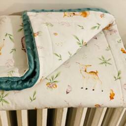 "Baby Blanket in Cotton & Oeko-Tex Minky ""Little Hedgehog" - thumbnail 3