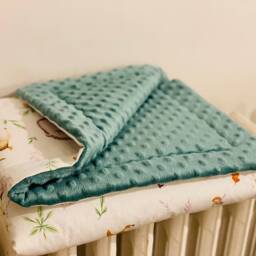"Baby Blanket in Cotton & Oeko-Tex Minky ""Little Hedgehog" - thumbnail 2