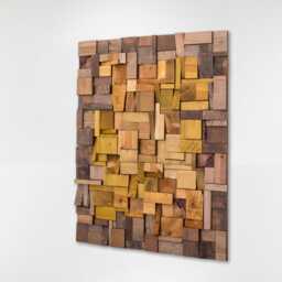 Wooden Sculptural Wall Art Contemporary Wood Sculpture Above Fireplace - thumbnail 1