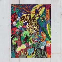 Colorful Jaguar Jungle Art Print - Tropical Rainforest Illustration - thumbnail 3