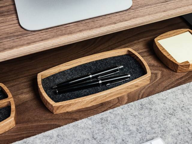 Wooden Catch All Tray For Pens Pencils Wallet Jewelry Keys Watches Glasses. Handmade Office Desk Accessories Wood Organizer - image 1