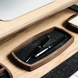 Wooden Catch All Tray For Pens Pencils Wallet Jewelry Keys Watches Glasses. Handmade Office Desk Accessories Wood Organizer - thumbnail 2