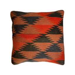 "Handwoven Afghan Red Kilim Vintage Carpet Cushion Cover, 45cm X 45cm, - 18"" 18" - thumbnail 1