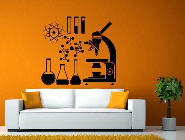 School Microscope Science Scientist Chemical Chemistry Atom Beaker Wall Or Window Sticker Decal Vinyl Fathead Mural Decor L2023 - image 1