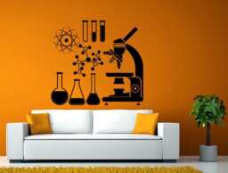 School Microscope Science Scientist Chemical Chemistry Atom Beaker Wall Or Window Sticker Decal Vinyl Fathead Mural Decor L2023 - thumbnail 1