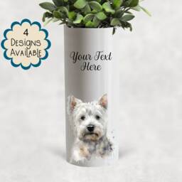Watercolour West Highland Ceramic Vase/Flower Pot With Custom Text - Perfect Gift For Westie Lovers, Memorial - thumbnail 2