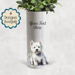 Watercolour West Highland Ceramic Vase/Flower Pot With Custom Text - Perfect Gift For Westie Lovers, Memorial - thumbnail 3