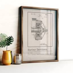 Vintage Harley Davidson Patent Art Print Mechanic Garage Decor - thumbnail 2