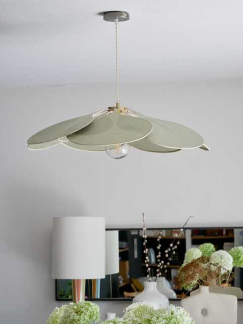 5. 14-Petal Linen & Rattan Flower Pendant Light - Chandelier Lamp Wall Handmade - image 1