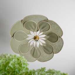 5. 14-Petal Linen & Rattan Flower Pendant Light - Chandelier Lamp Wall Handmade - thumbnail 2
