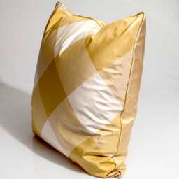 Gold Silk Buffalo Check Pillow Cover Designer Throw - 22x22 - thumbnail 2