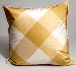 Gold Silk Buffalo Check Pillow Cover Designer Throw - 22x22