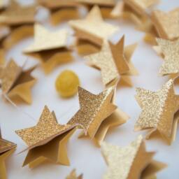 Christmas Decor, Holiday Gold Star Garland, Modern Christmas, Mantel, Traditional Holidayunique Gift - thumbnail 4
