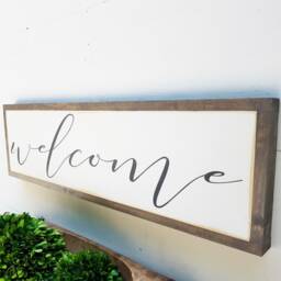 Welcome Sign - Farmhouse Wall Art Entryway Decor Rustic Distressed Wood Home - thumbnail 2