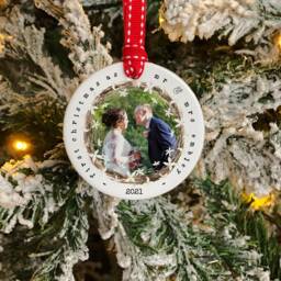 First Christmas As Mr & Mrs Ornament - Photo Upload Ceramic Tree Newly Married Couple Gift Newlyweds Keepsake - thumbnail 1