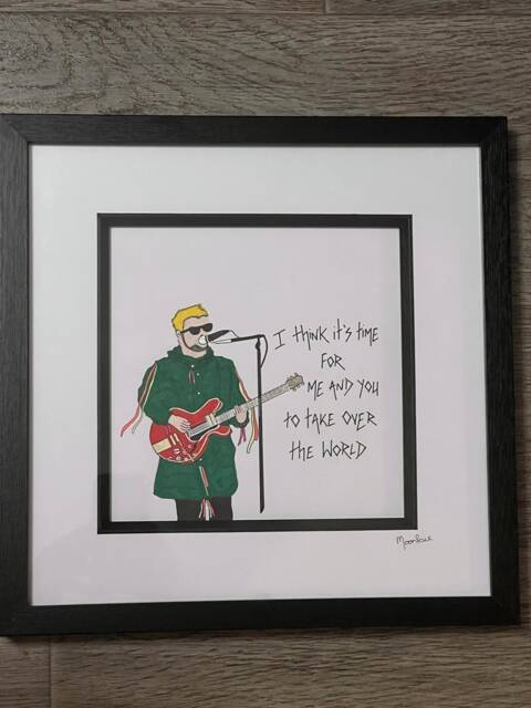 Liam Fray From The Courteeners Hand Drawn & Framed With Handwritten Lyrics - image 1