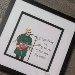 Liam Fray From The Courteeners Hand Drawn & Framed With Handwritten Lyrics - thumbnail 2